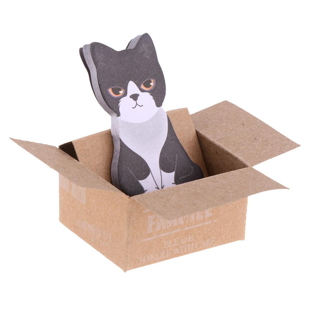 5 Pieces Cute Kawaii Cartoon Box 3D Cat Memo Pad Sticky Note Self-Stick Gift
