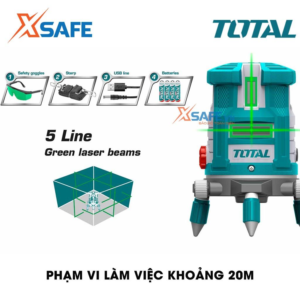 Máy đo mức cân bằng tia lade TOTAL TLL305205 Phạm vi làm việc 0 ~ 20 m, thước ke góc 1 tia ngang, 4 tia dọc
