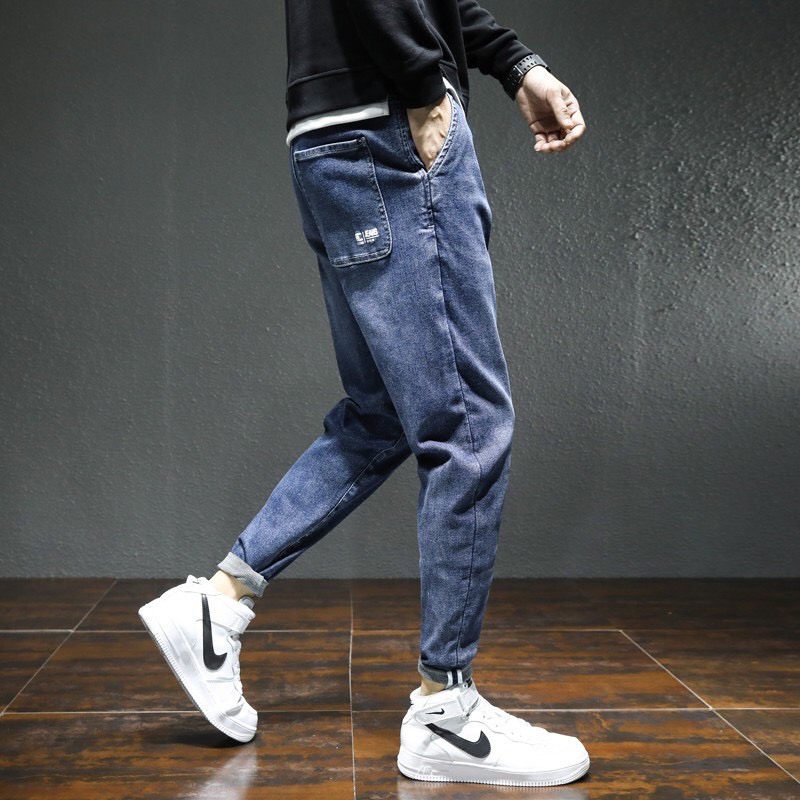 QUẦN JEANS NAM, QUẦN BÒ NAM ỐNG ĐỨNG DÁNG JOGGER QUẦN JEAN CẠP CHUN