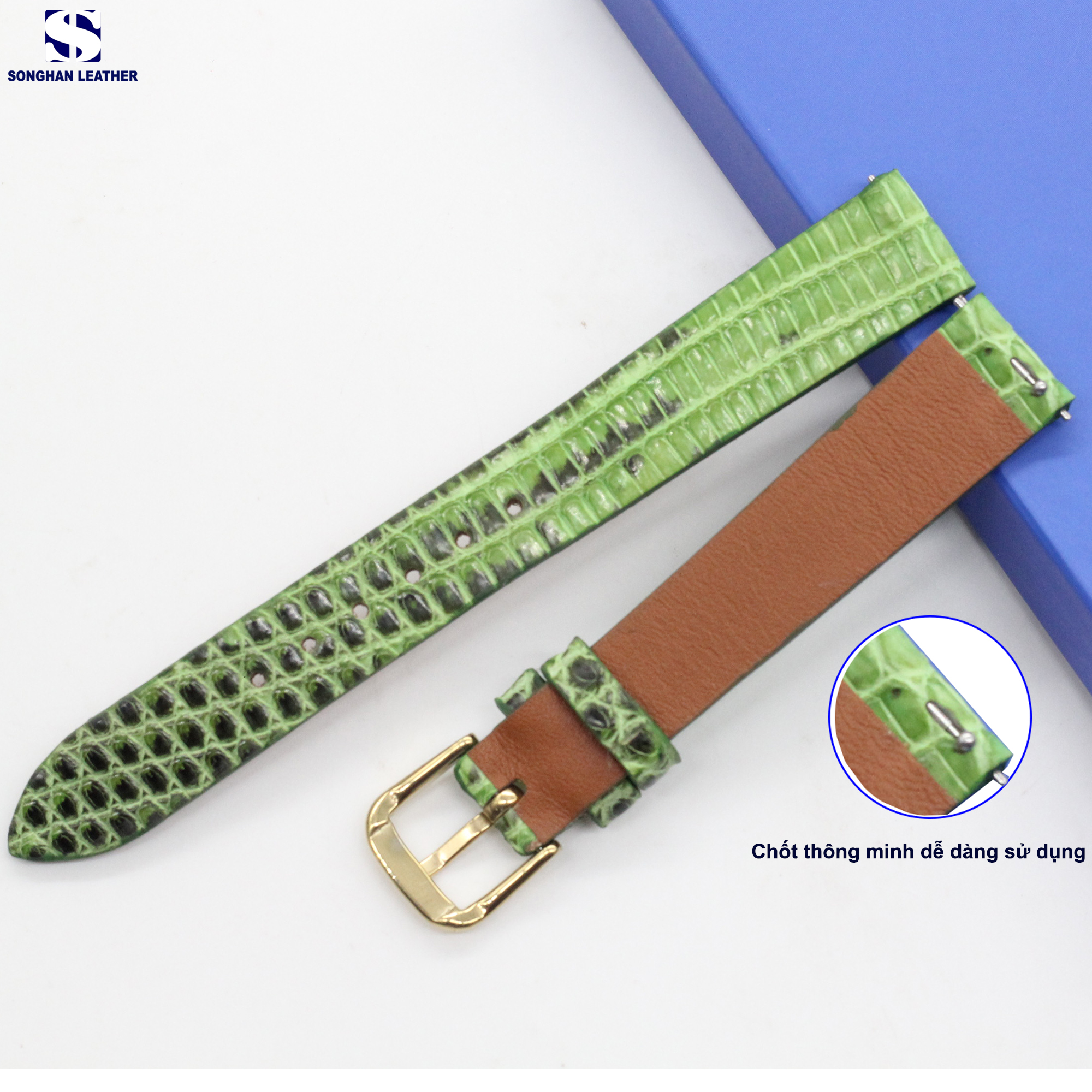 Dây da đồng hồ Kỳ Đà, Dây Đồng Hồ Da Dành Cho Nữ SIZE 12mm-14mm-16mm Gắn Chốt Thông Minh Tiện Lợi BH 6 Tháng