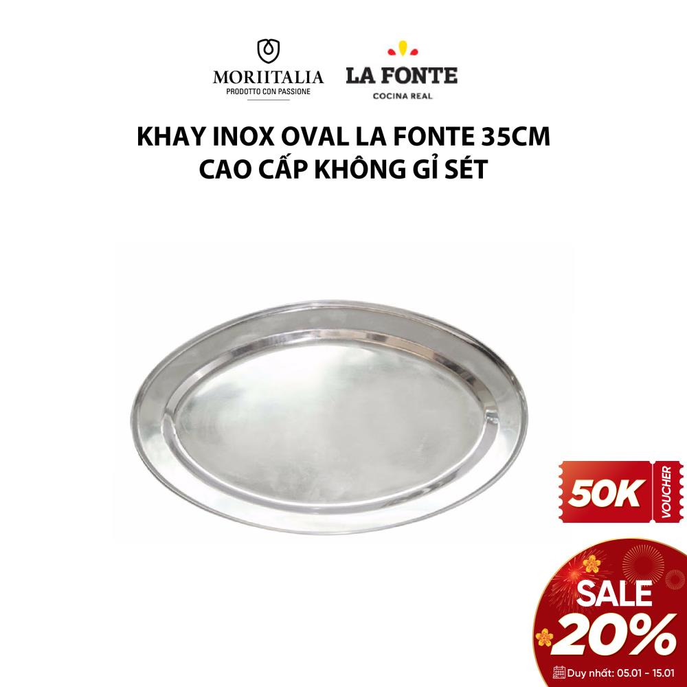 Khay inox oval LA FONTE cao cấp không gỉ sét siêu bền 20101