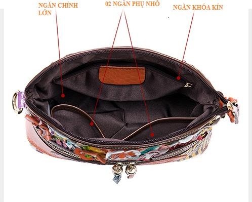 Túi nữ đeo chéo cao cấp MARRANT BHM7339 Da bò thật dập nổi họa tiết 3D. Hàng chính hãng. Túi đeo vai nữ.