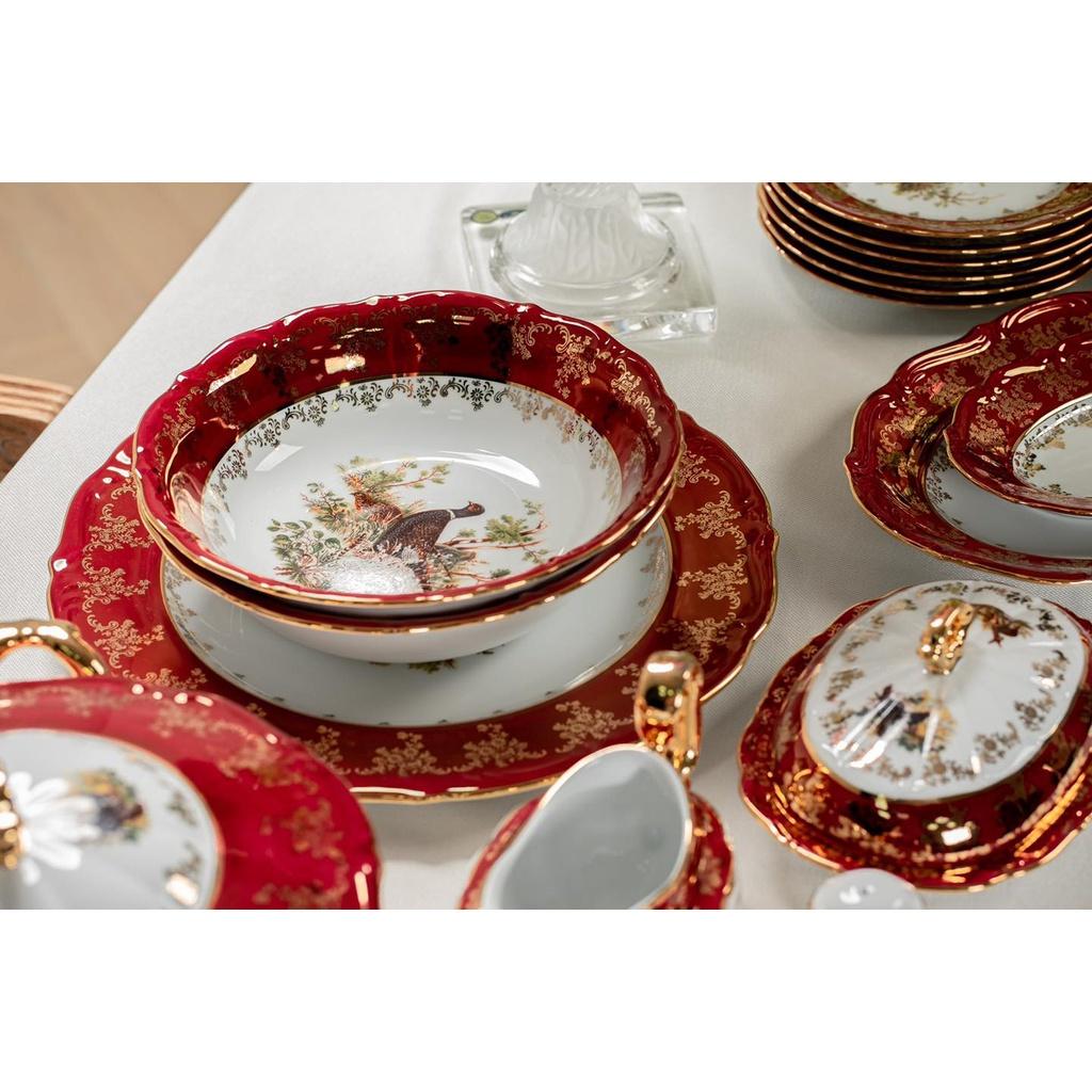 Bộ Đồ Ăn Mạ Vàng Tiệp, Set Bộ Bát Đĩa 48 Món Mạ Vàng Siêu Sang, Gốm Sứ Cao Câp, Made in Czech Republic