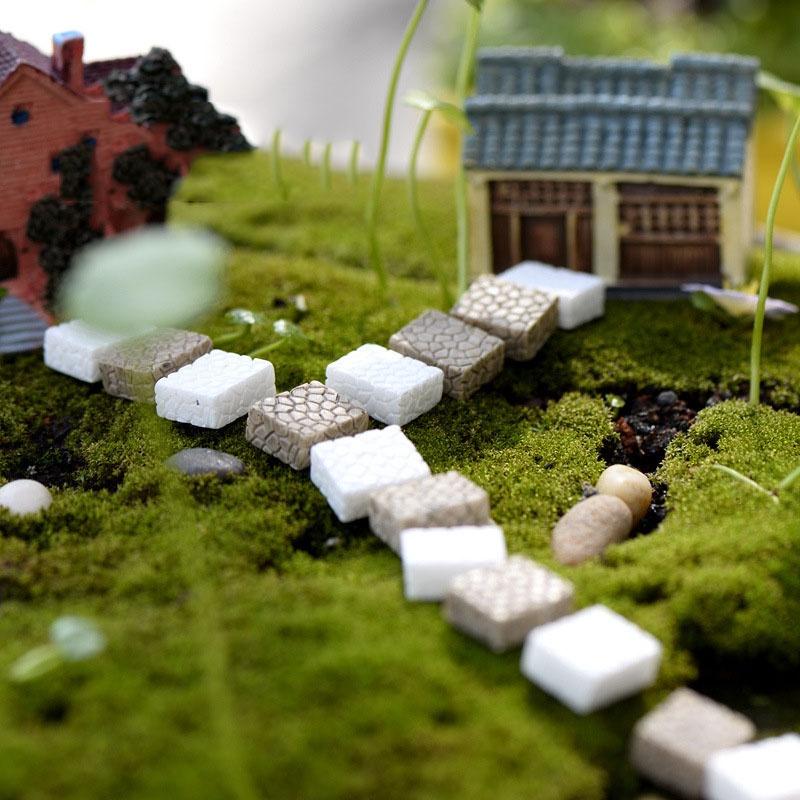 Mô hình tiểu cảnh ️ Viên gạch giả làm lối đi tiểu cảnh, sân vườn, terrarium, sen đá