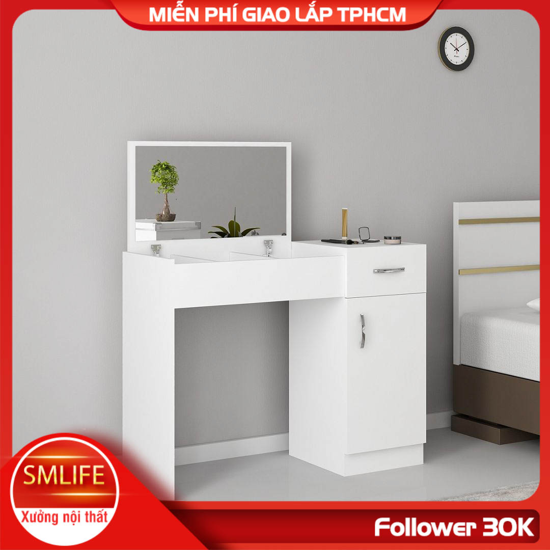 Bàn trang điểm gỗ hiện đại SMLIFE Magan | Gỗ MDF dày 17mm chống ẩm | D100xR35xC115cm