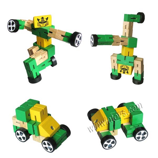 Xe biến hình robot siêu ngầu - Robo luồn thun Winwintoys - Đồ chơi gỗ an toàn