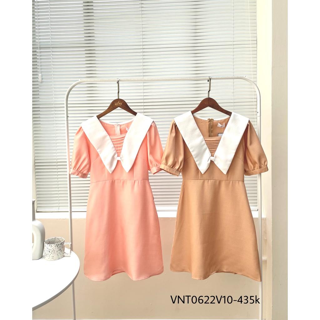Váy cổ tim xếp li ngực hàng thiết kế vnt0622v10 by germe