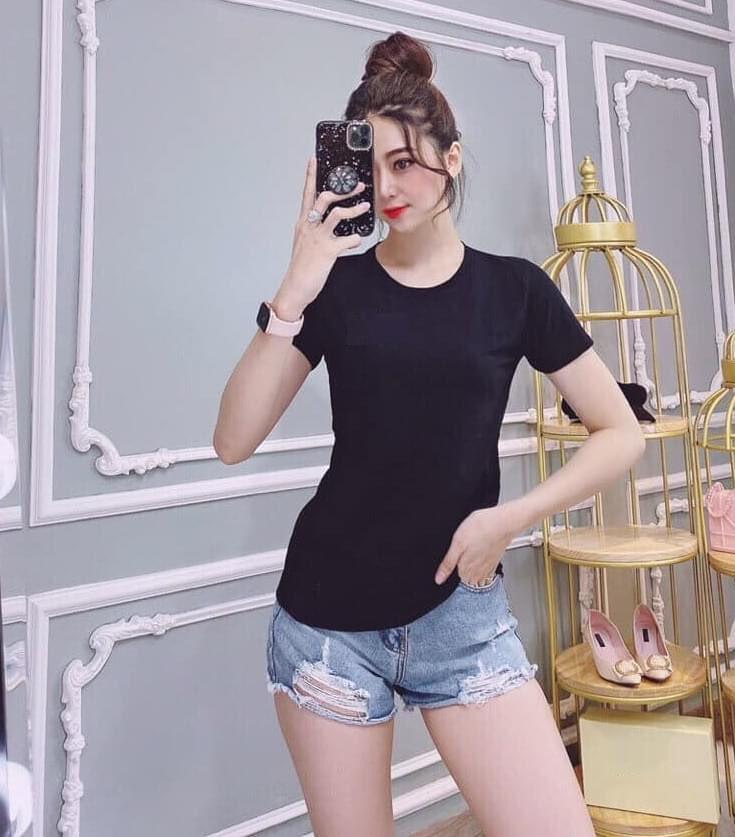 Áo thun nữ trơn MXM cổ tròn tay ngắn thun cotton 4 chiều mặc tôn dáng ( ANU015 )