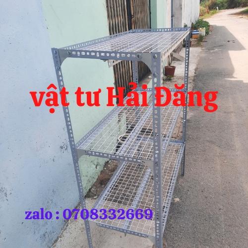 kệ sắt v lỗ 3 tầng (Rộng 0,3M x Dài 0,8M - 1M - 1,2M x Cao 0,9M - 1,2M - 1,5M) vỉ lưới ô vuông,kệ vỉ lưới