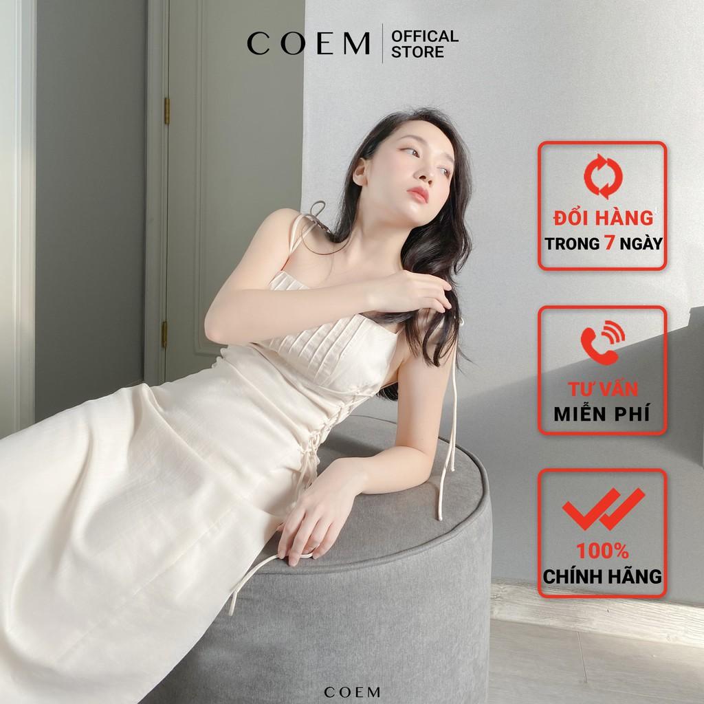 Đầm Midi Hai Dây Chất Liệu Linen Cao Cấp Màu Trắng CO EM Thiết Kế Nữ Tính Quyến Rũ Sexy Phù Hợp Hẹn Hò Tiệc Tùng
