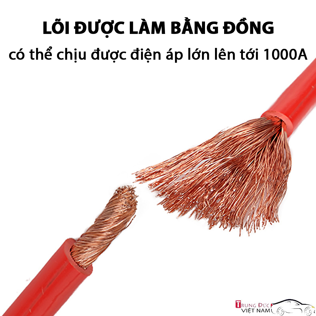 Dây Câu Bình Ác Quy 1000A, Cứu Hộ Ô tô ( Quà tặng khăn lau xe ) - Hàng Chính Hãng TDVN