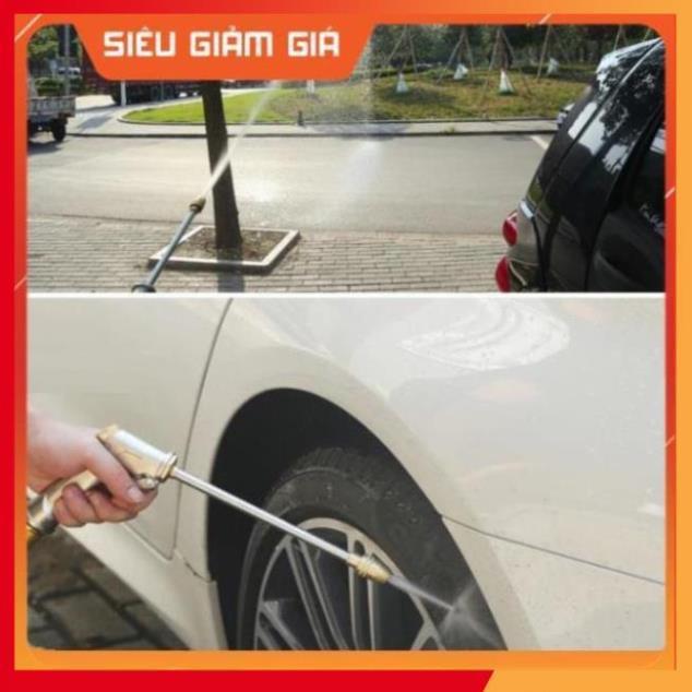 Bộ dây vòi xịt nước rửa xe, tưới cây . tăng áp 3 lần, loại 7m, 10m 206701-3 đầu đồng, cút,nối nhựa vàng