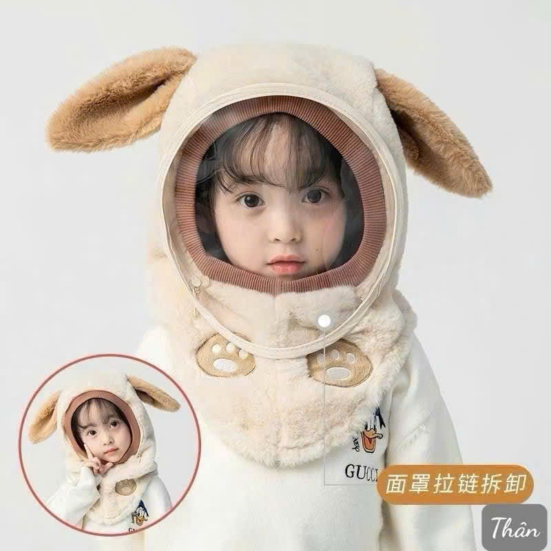 [KoSuyTu] Mũ Lông Cừu Trùm Đầu Mềm Mại Cute Kèm Kính (Có Thể Tháo Rời) 3 in 1 Giữ Ấm Trùm Đầu - Che Tai - Chắn Gió