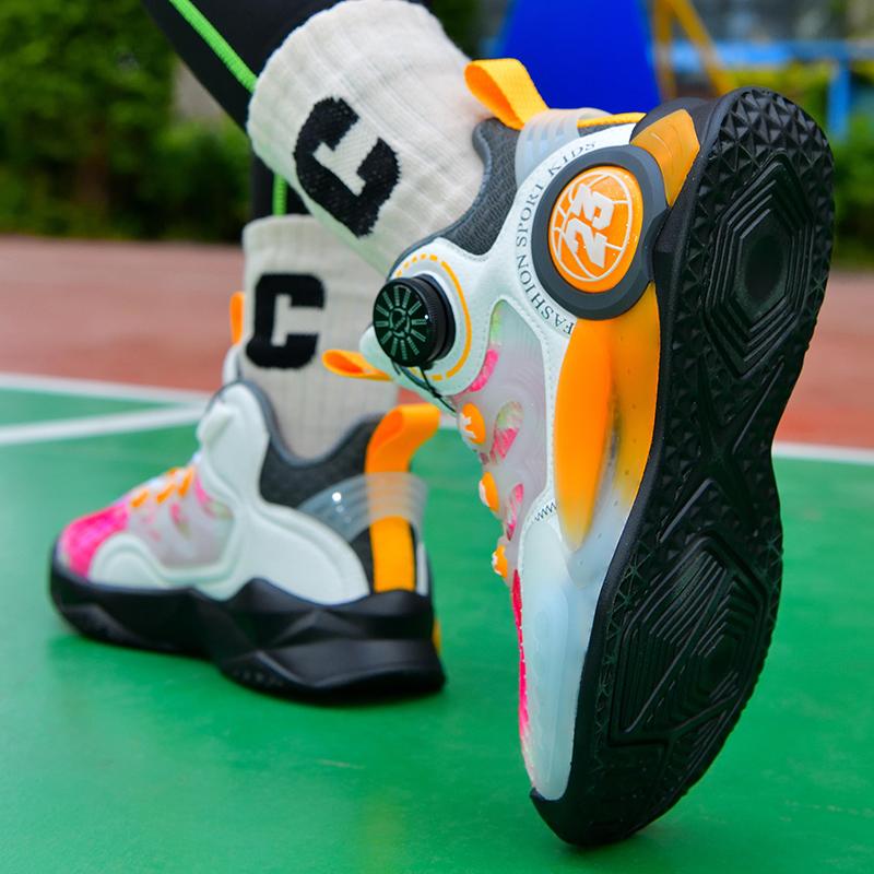 Trẻ em thương hiệu giày bóng rổ nam sinh Noctilucent dày trẻ em giày sneakers nữ giày thể thao giày trẻ gái giỏ giỏ giày Color: Child Shoes Green Shoe Size: 3.5