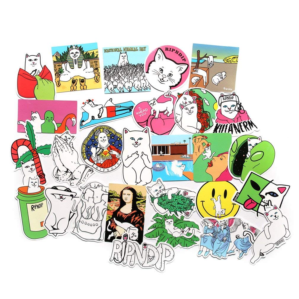 Set 30-100 Sticker Mèo RIPNDIP hình dán có ép lụa