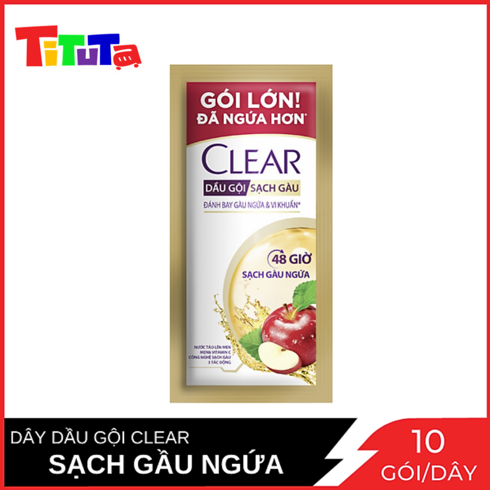 Dầu Gội Clear Sạch Dầu Ngứa 48h Dây 10 Gói