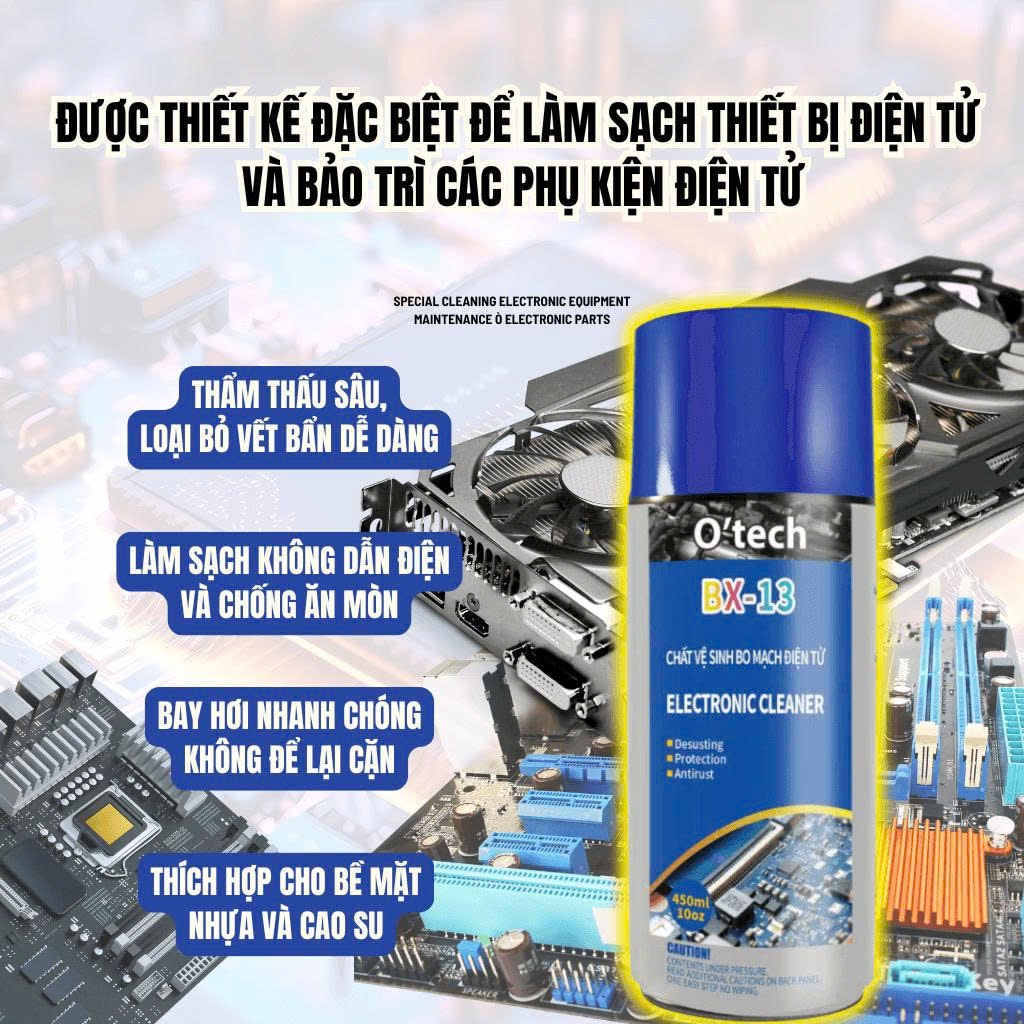 Bình Xịt Vệ Sinh Bo Mạch Điện Tử O'tech BX-13 - Hàng Chính Hãng