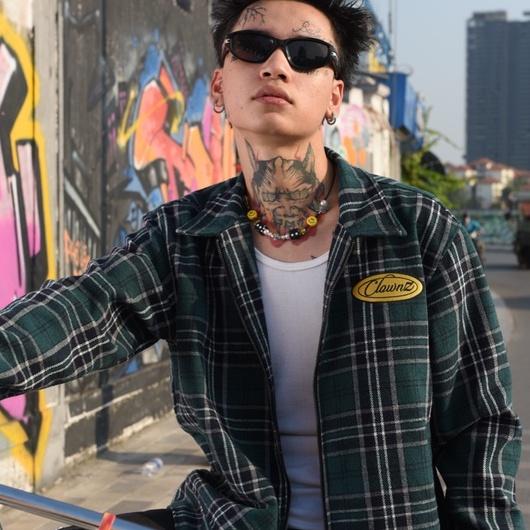 Áo khoác dạ kẻ Flannel Jacket kéo khóa dáng boxy crop, lót gió nam nữ unisex