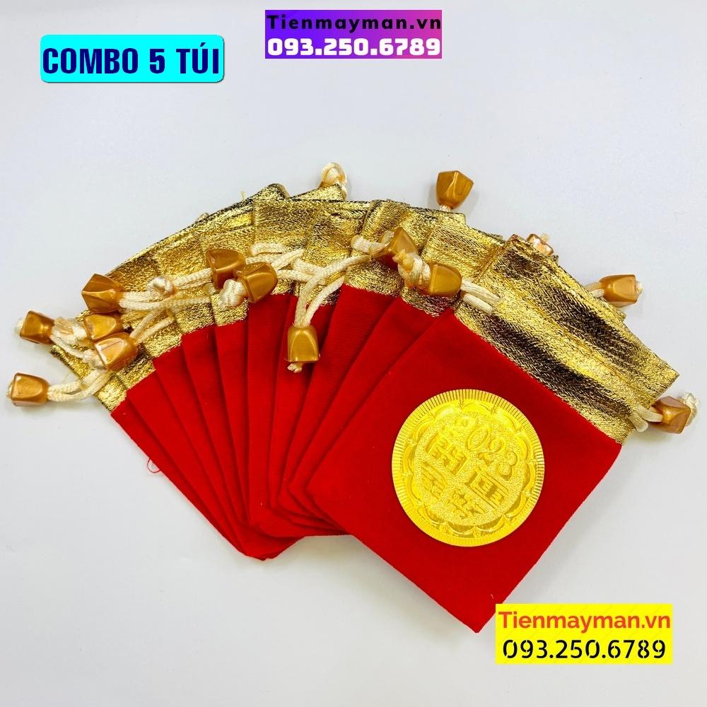 05 Túi gấm nhung đỏ 2023 mới độc đáo, lạ mắt, với chất liệu nhung gấm màu đỏ cao cấp cát tường, Tiền lì xì tết 2023 , NELI