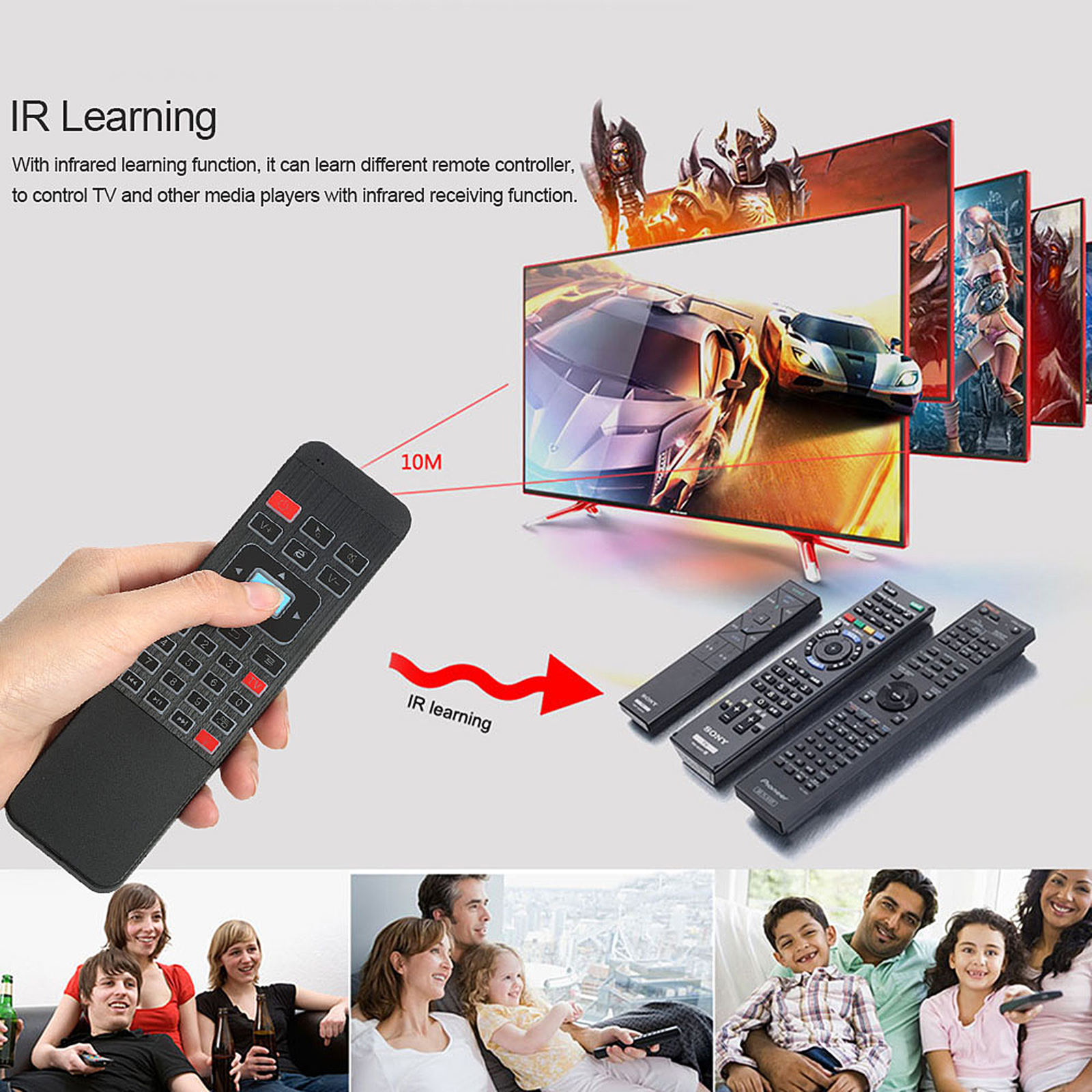 Bàn Phím Không Dây 2.4g Cảm Biến 6 Trục Điều Khiển Từ Xa IR Cho TV Thông Minh AnDroid TV Box Mini PC