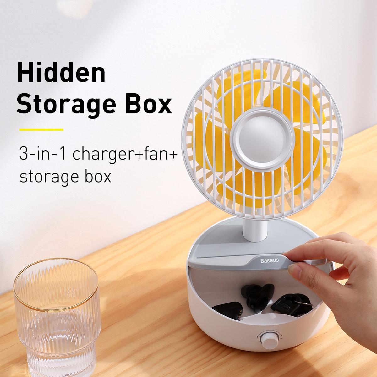 Quạt tích điện đảo chiều kiêm sạc không dây Baseus Desk Fan WXYZ-B02- Hàng chính hãng.