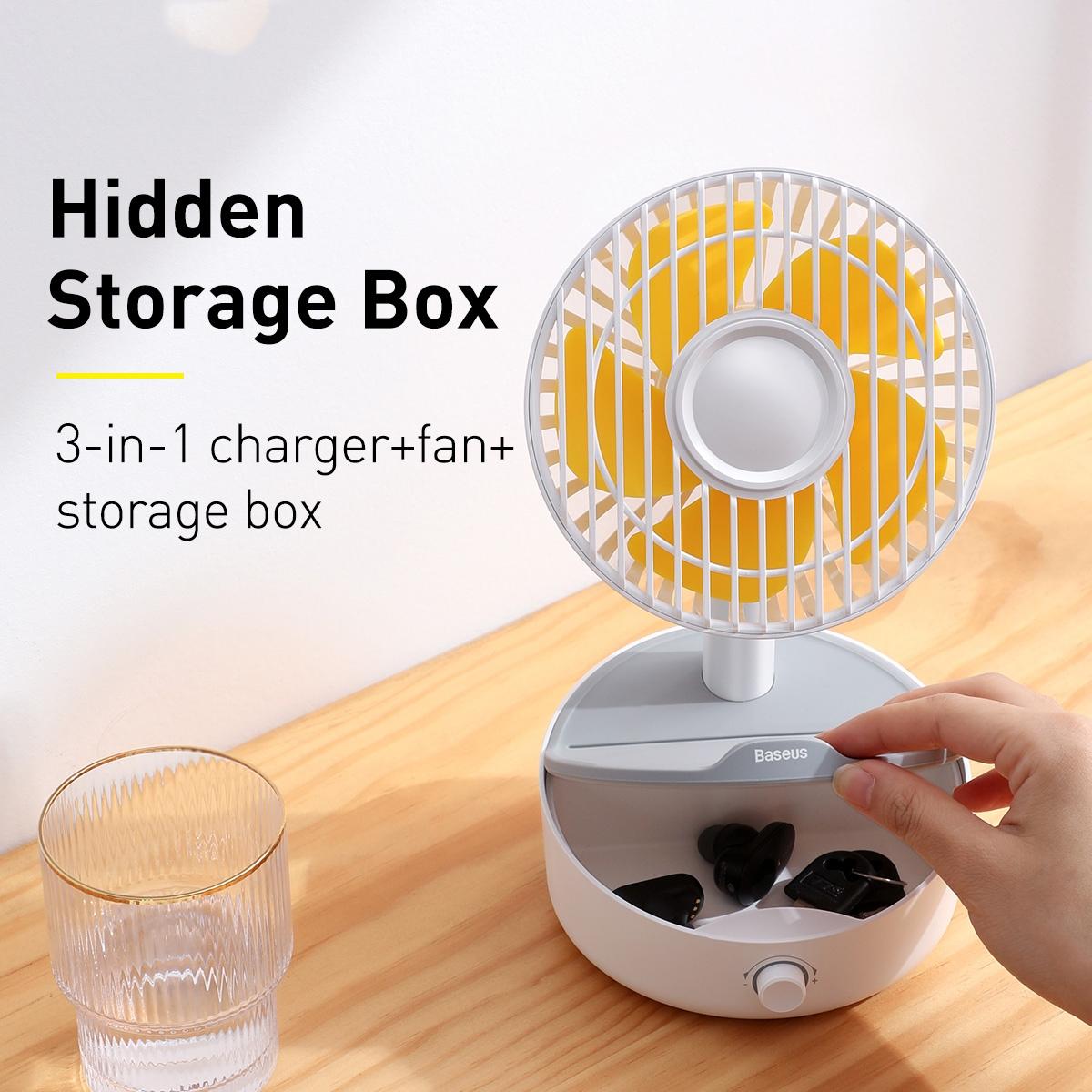 Quạt tích điện đảo chiều kiêm sạc không dây Baseus Desk Fan WXYZ-B02- Hàng chính hãng