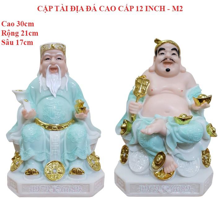 Cặp tượng thần tài ông địa đá cao cấp 12 inch - M2