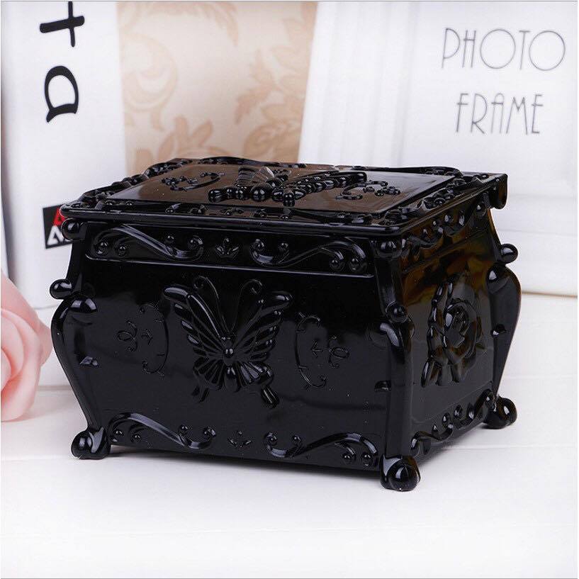 Hộp đựng bông tẩy trang, trang sức mini phong cách Vintage có gương soi Angelyi