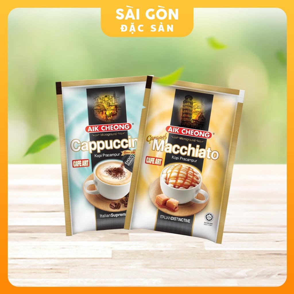 Cà Phê Hòa Tan Gói Malaysia Aik Cheong Combo 2 Vị Capuchino, Macchito SÀI GÒN ĐẶC SẢN