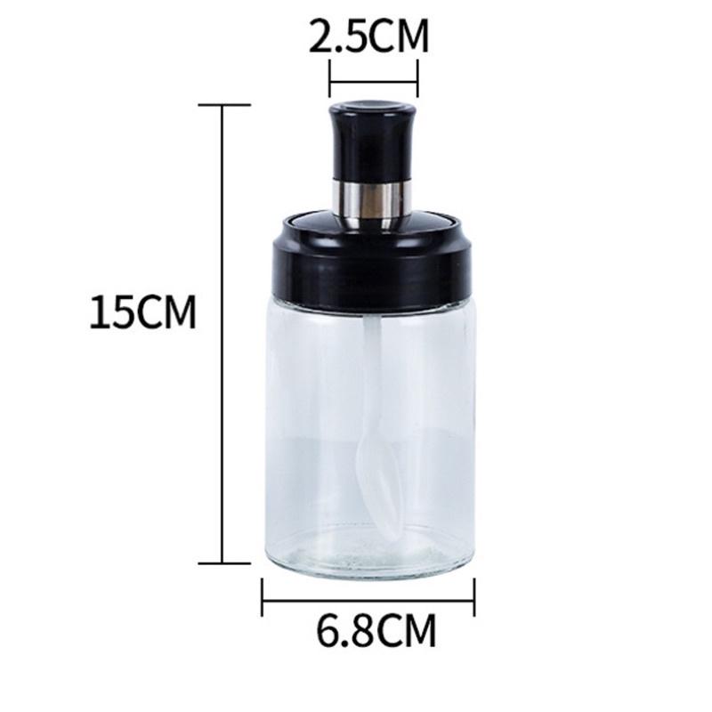 Hũ đựng gia vị thủy tinh kèm muỗng dung tích 250ml thiết kế tinh tế mang đến góc bếp nhà bạn thêm hiện đại.