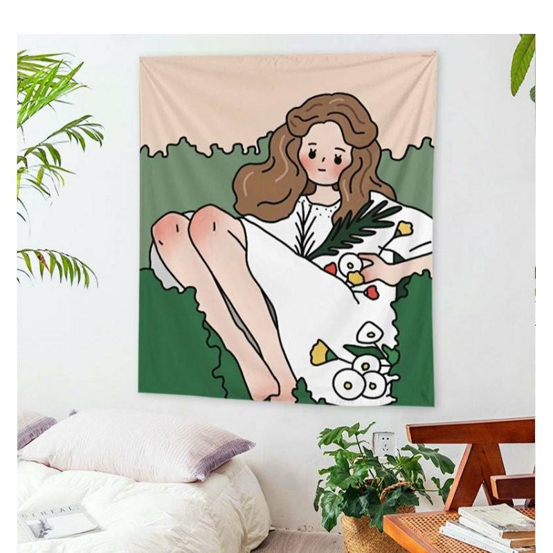 Tấm Thảm Treo Tường, Decor phong ngủ, size150x130cm, vải treo tường phòng ngủ