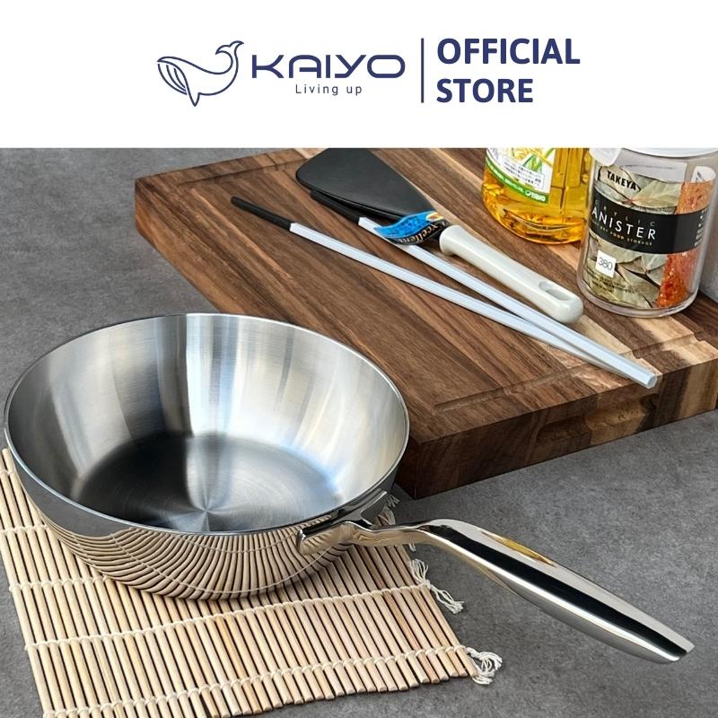 Chảo inox trơn sâu lòng thân đáy liền 3 lớp Tri-Ply Kaiyo, size 24cm