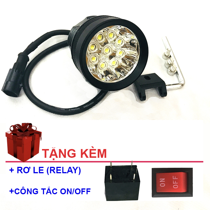 Đèn Trợ Sáng Xe Máy L9X ZAHA chuyên pha dành cho phượt thủ (tặng kèm rơ le chống cháy và công tắc on/off)