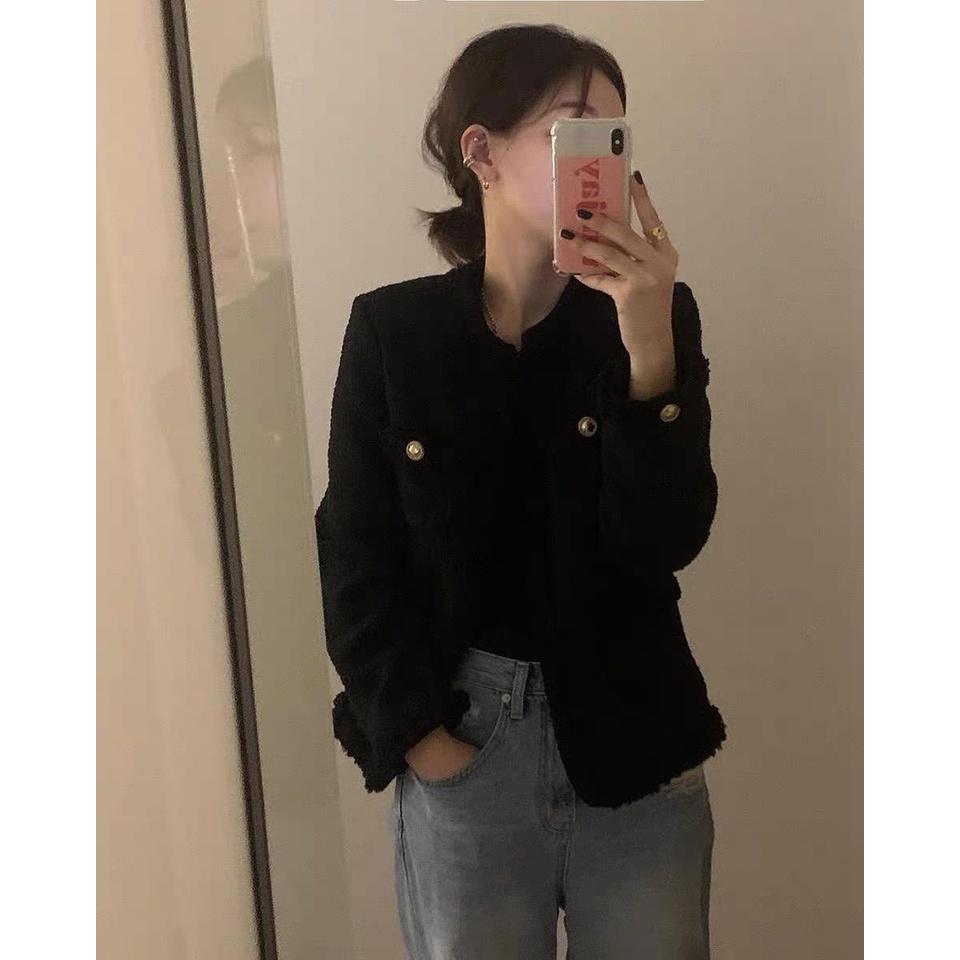 MS775 Áo khoác dạ tweet nữ Quảng Châu dáng blazer sang trọng