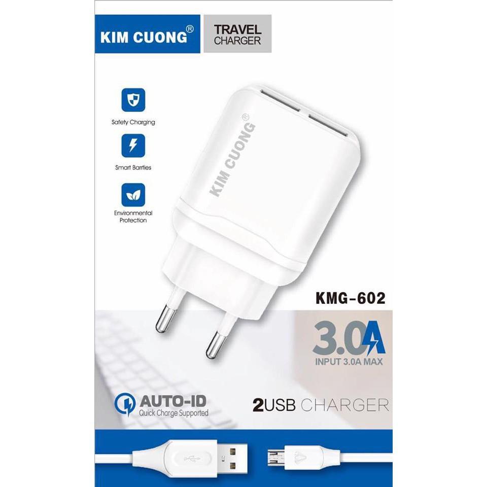 Củ Sạc Kim Cương 602X 3.0A 2USB Hàng Chính Hãng