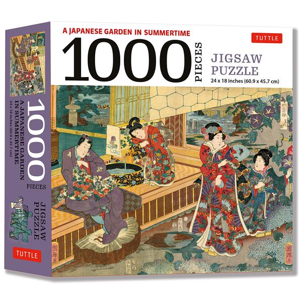 A Japanese Garden In Summertime - 1000 Piece Jigsaw Puzzle: A Scene From The Tale Of Genji, Woodblock Print