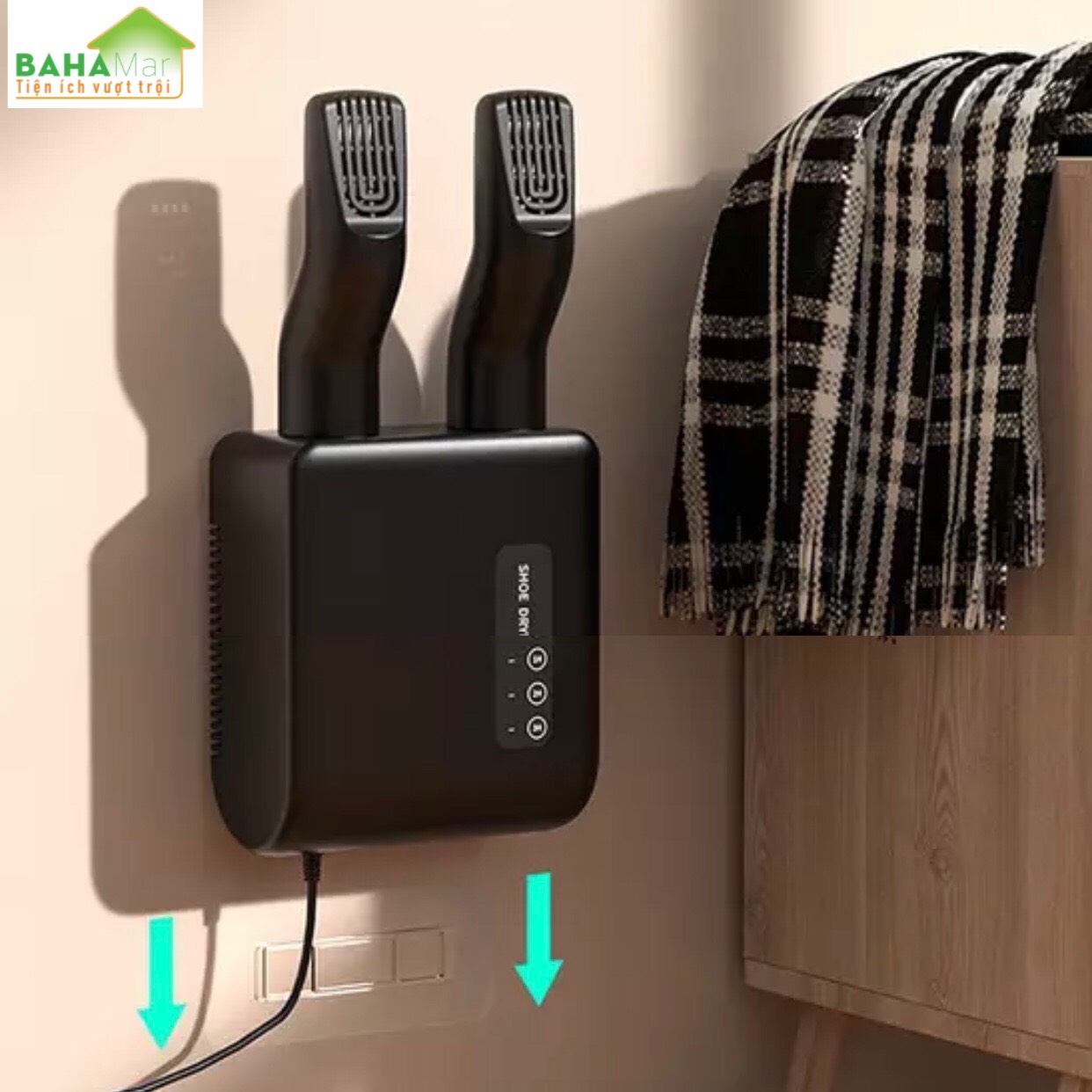 MÁY SẤY KHÔ GIÀY VÀ KHỬ MÙI TREO TƯỜNG ĐA CHỨC NĂNG "BAHAMAR" loại bỏ độ ẩm bên trong giày và loại bỏ sự phát triển của vi khuẩn