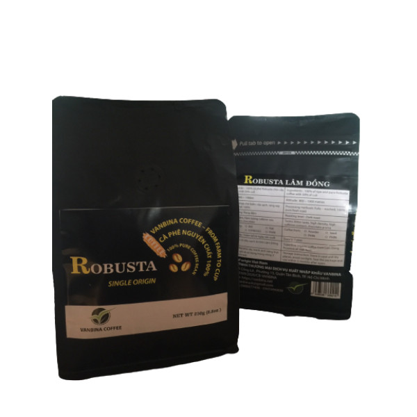 Cà phê (cafe)  rang xay nguyên chất Robusta hữu cơ 100% berry culi - Vanbina Coffee Single origin ( Dạng bột )
