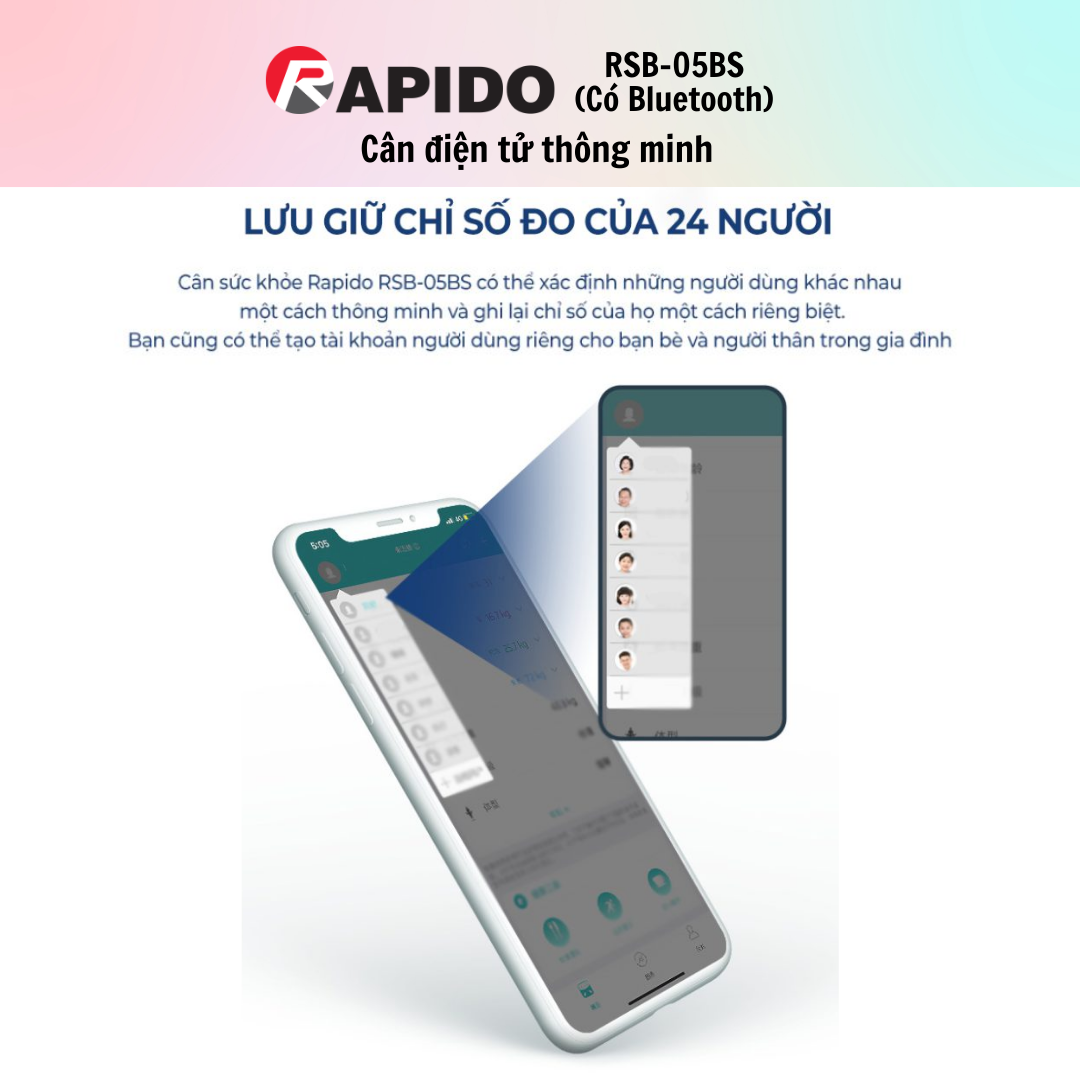 Cân sức khỏe Rapido RSB05 – BS - Hàng chính hãng - Bảo Hành 12 Tháng