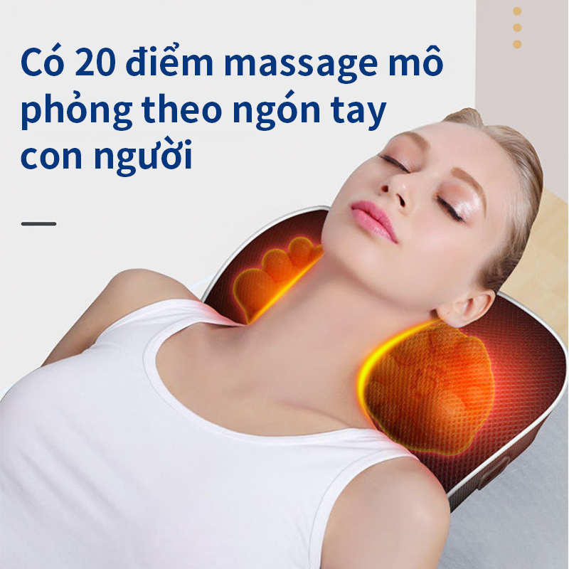 Gối Massage Hồng Ngoại 20 bi- Phiên Bản 2022 - Có túi khí - mátxa Cổ, Vai, Gáy, Toàn Thân Đa Năng Hỗ Trợ Giảm Đau Nhức Hiệu Quả An Toàn Khi Dùng Thích Hợp Cho Mọi Lứa Tuổi