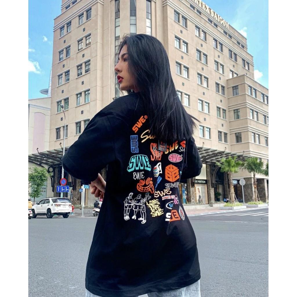 Áo Thun Nam Nữ Local Brand Swe Logo Tay Lỡ Unisex Full Mạc
