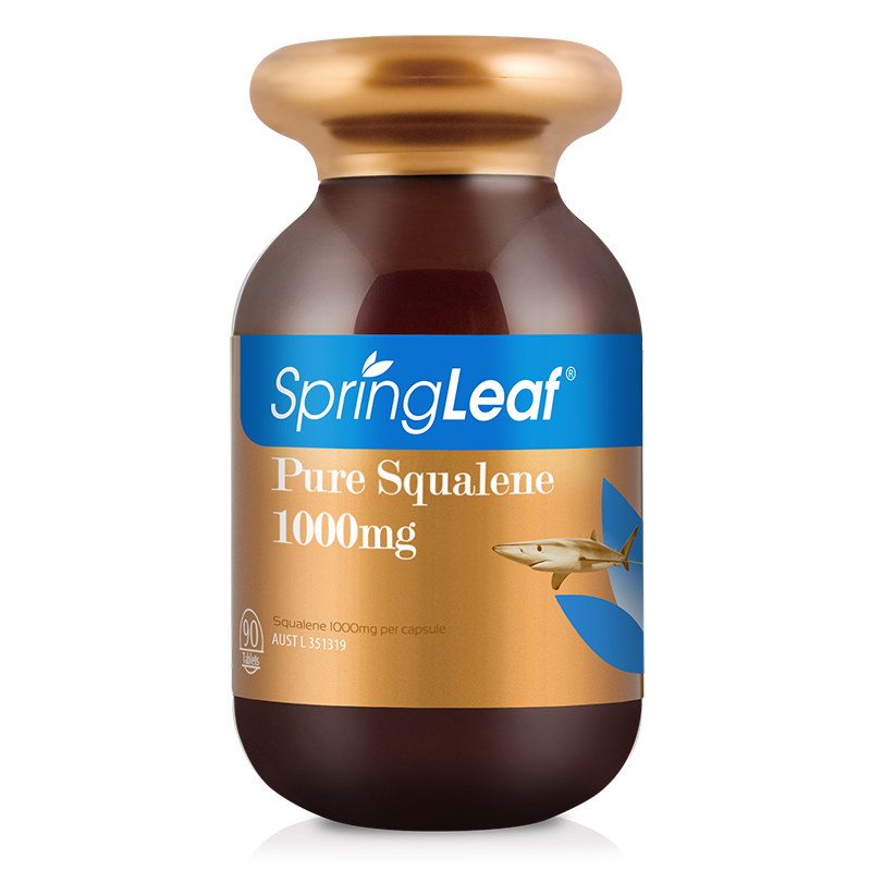 Hỗ trợ duy trì sức khỏe của da và tóc Viên uống SpringLeaf Premium Pure Squalene 1000mg hộp 90 viên