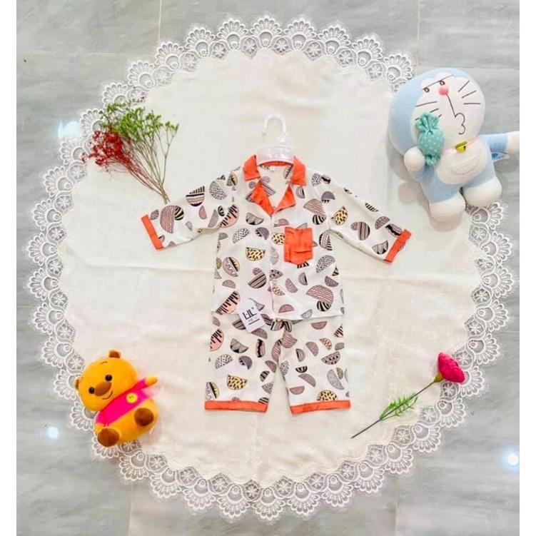 Bộ pijama lụa100d dài H&amp;U cho bé từ 10-18 kí