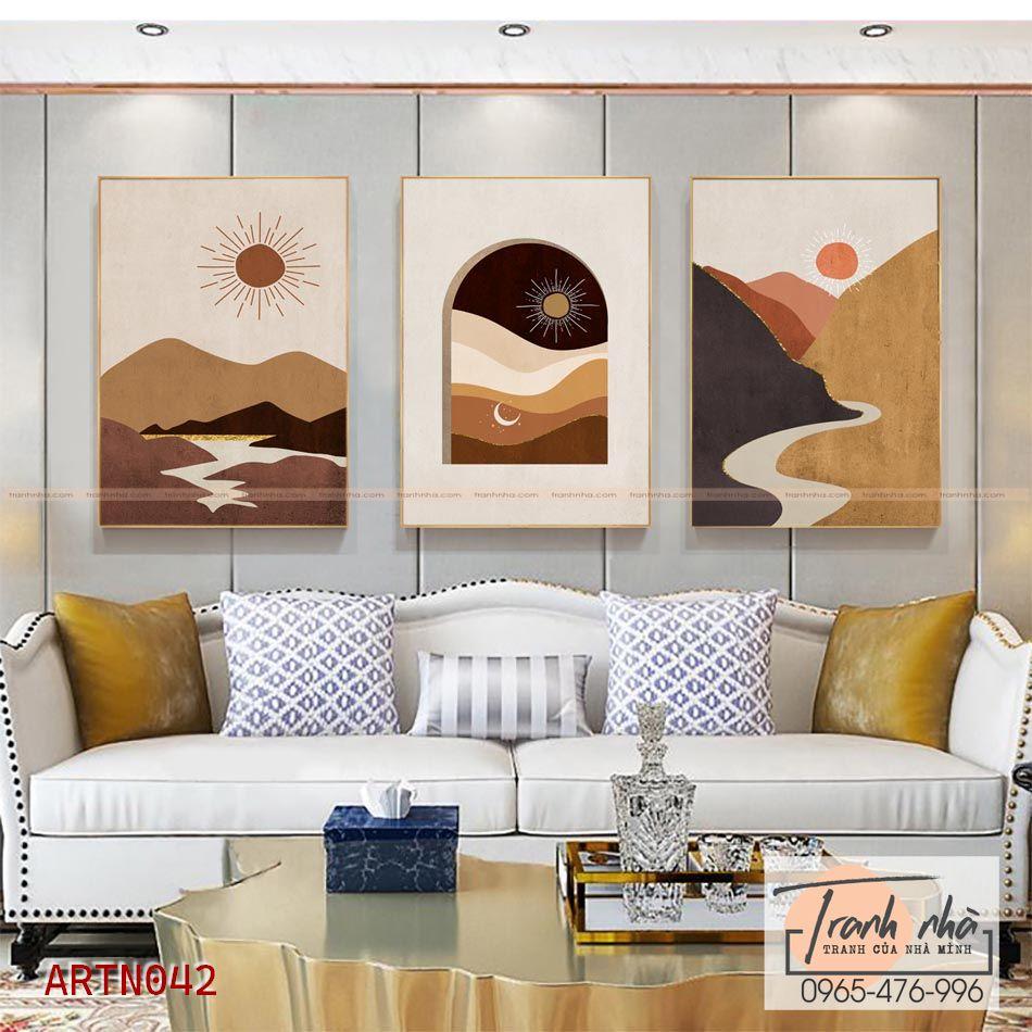 Bộ 3 tranh canvas Tối giản - Vùng núi - ARTN042