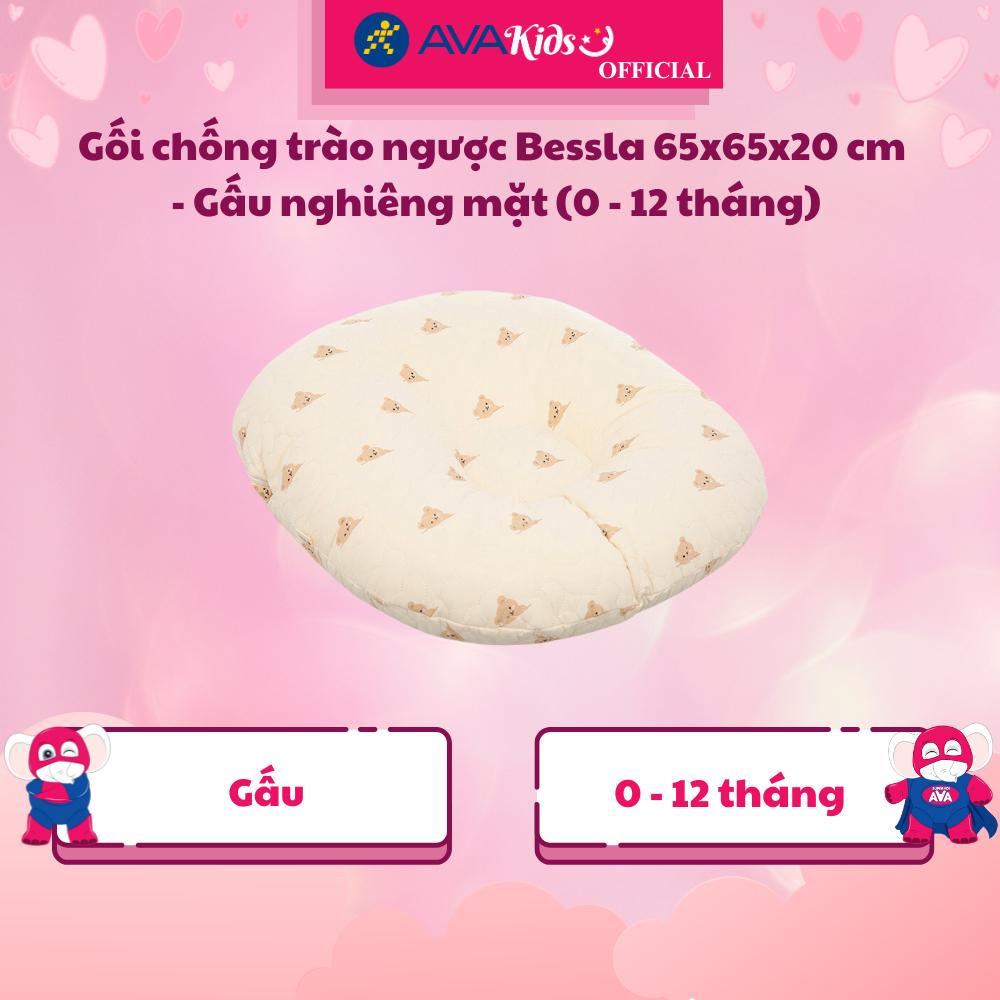 Gối chống trào ngược Bessla 65x65x20 cm - Gấu nghiêng mặt (0 - 12 tháng) - Hàng Chính Hãng