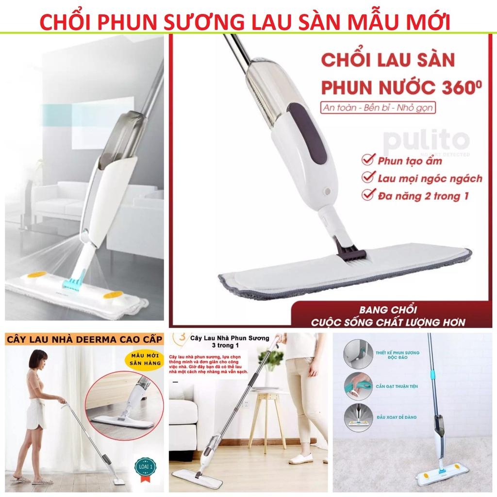 Bộ chổi lau nhà thông minh Pulito đầu xoay 360 độ phun sương nước lau nhà tự động loại tốt hàng cao câp chinh hãng