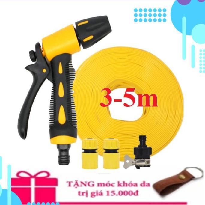 Bộ dây vòi xịt nước rửa xe,tưới cây , tăng áp 3 lần,loại 3m,5m 206319 cút sập,cút nối nhựa đen+ móc khoá