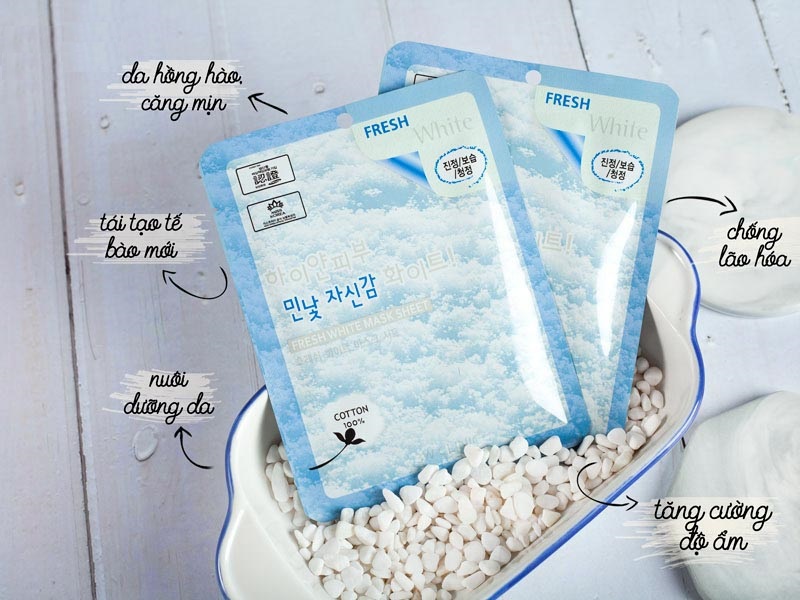 Combo 5 Mặt nạ tuyết dưỡng trắng da 3W Clinic Fresh White Mask Sheet 23g x 5