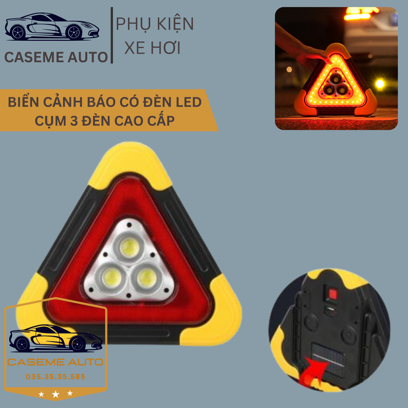 Biển Tam Giác cảnh Báo Nguy Hiểm Phản Quang Cho Ô Tô, Biển Báo Có Đèn Led Với Nhiều Chế Độ Sáng - Hàng Nhập Khẩu