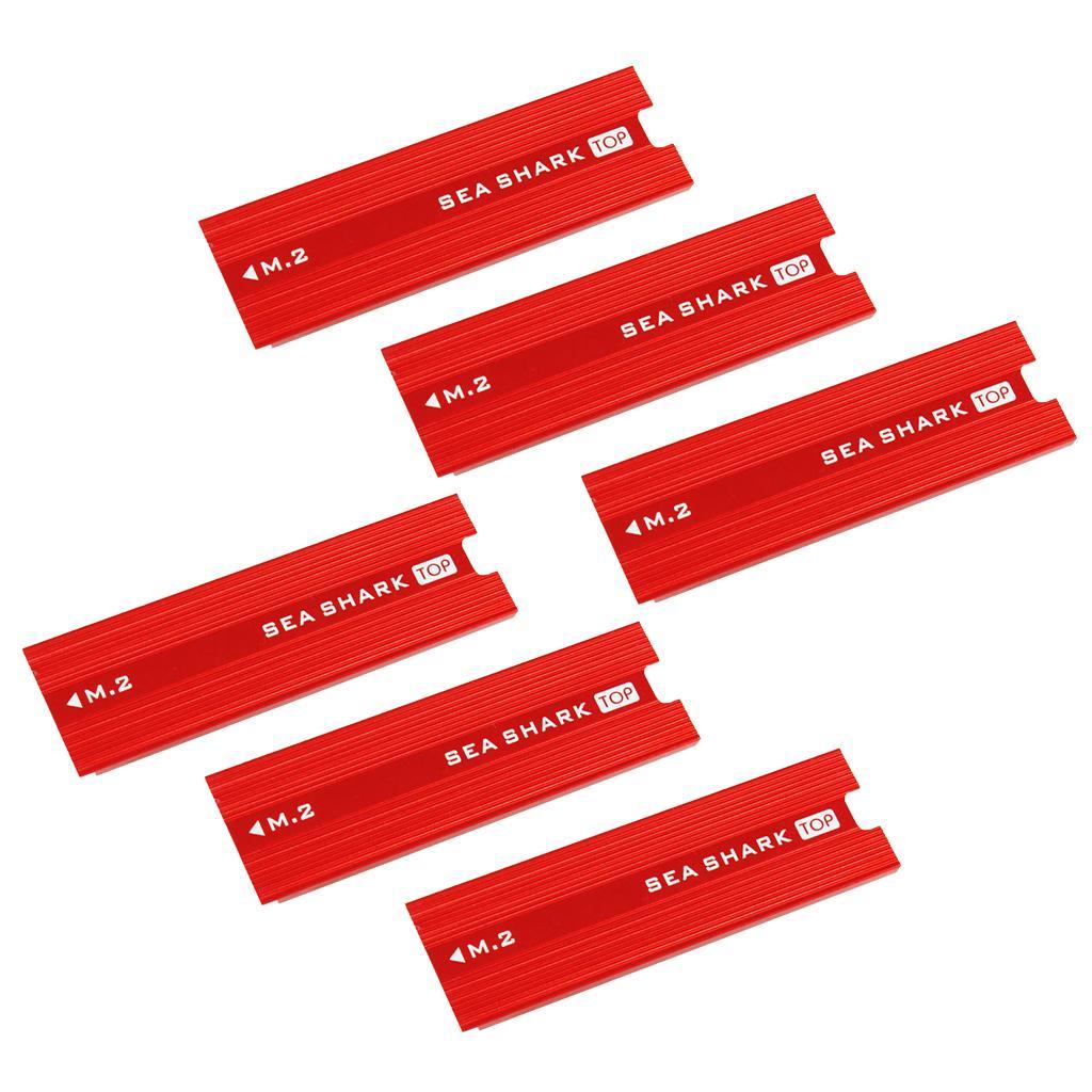 6x Aluminum Heatsink, Radiator Heat Sink Cooling Fin for NGFF M.2 SSD - Red
